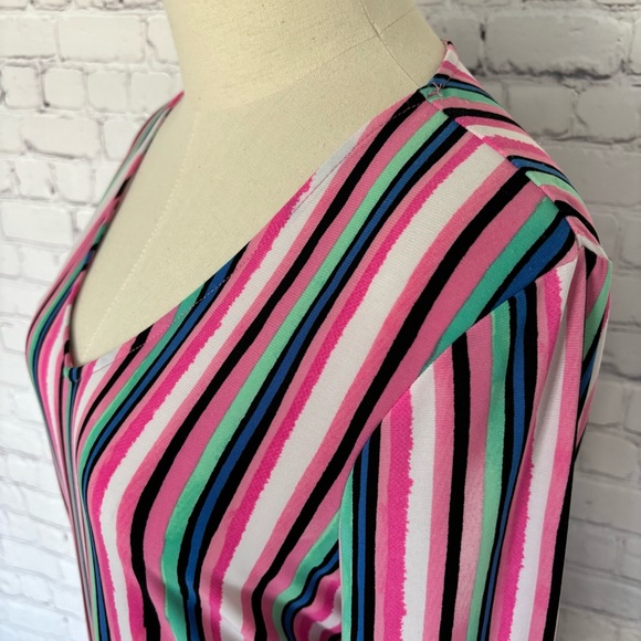 Pappagallo Striped V-Neck Tunic Top--EUC--Sz M - Picture 4 of 16